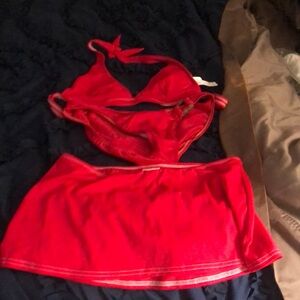 Xhilaration two piece with cover skirt red. M/S. Cover up Is sac Mizrahi